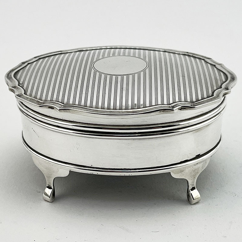 Smart Oval Sterling Silver Jewellery or Trinket Box (1924)