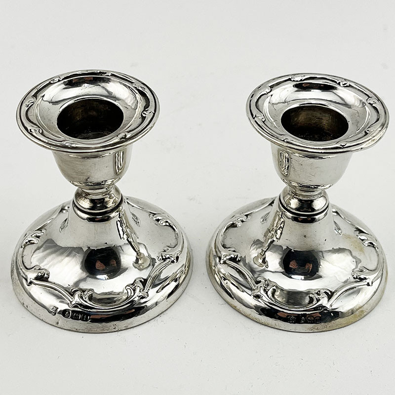 Pair of Edwardian Sterling Silver Dwarf Candlesticks