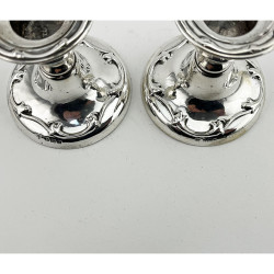 Pair of Edwardian Sterling Silver Dwarf Candlesticks