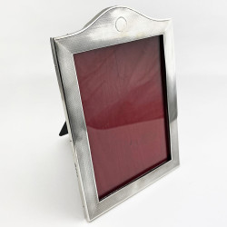 Sterling Silver Rectangular Photo Frame with an Engine Turned Patterned Border
