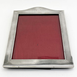 Sterling Silver Rectangular Photo Frame with an Engine Turned Patterned Border