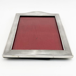 Sterling Silver Rectangular Photo Frame with an Engine Turned Patterned Border