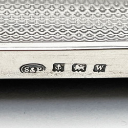Sterling Silver Rectangular Photo Frame with an Engine Turned Patterned Border