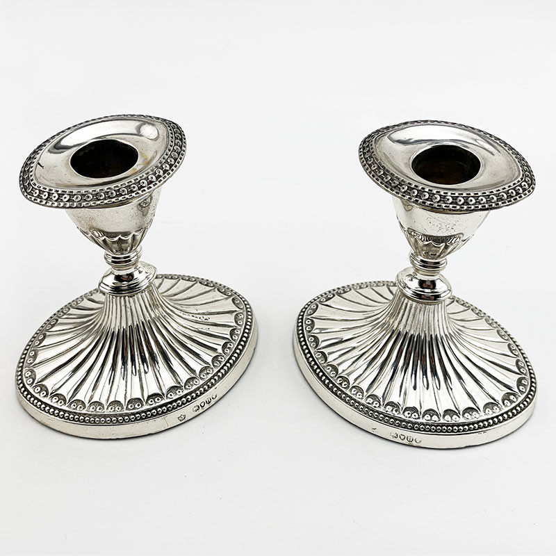 Pair of Victorian Dwarf Size Sterling Silver Candlesticks (1883)