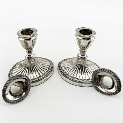 Pair of Victorian Dwarf Size Sterling Silver Candlesticks