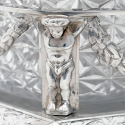 Victorian Cut Glass and Silver Plate Biscuit Barrel with a Sphinx Finial