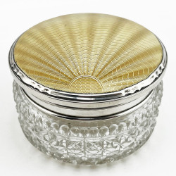 Large Guilloche Enamel and Sterling Silver Dressing Table Jar (1955)