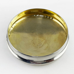 Large Guilloche Enamel and Sterling Silver Dressing Table Jar