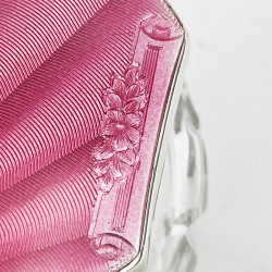 Large Pink Guilloche Enamel and Sterling Silver Dressing Table Jar