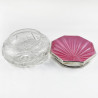 Large Pink Guilloche Enamel and Sterling Silver Dressing Table Jar