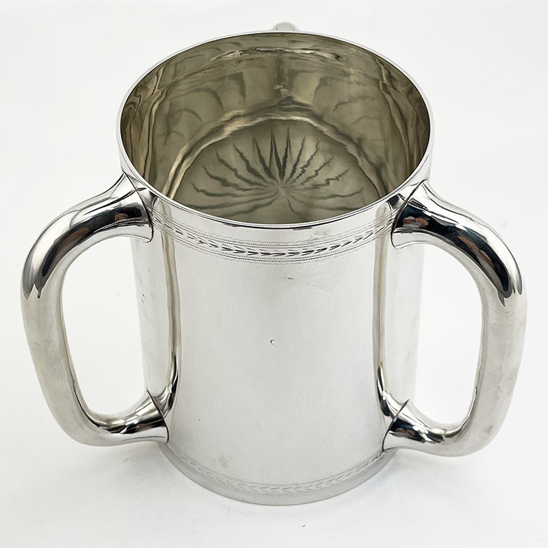 Smart Late Victorian Silver Plated Three Handle Loving Cup or Trophy
