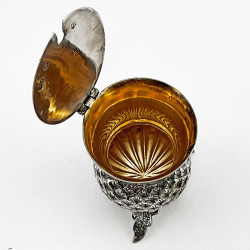 Pretty Sterling Silver Mustard Pot in the Form of a Thistle