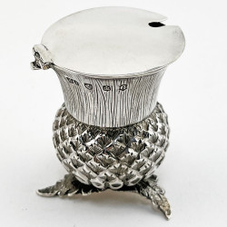 Pretty Sterling Silver Mustard Pot in the Form of a Thistle