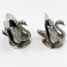 Good Quality Pair of Edwardian Sterling Silver Swan Style Menu Holders