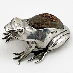 Unusual Edwardian Sterling Silver Frog Pin Cushion (1907)