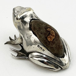 Unusual Edwardian Sterling Silver Frog Pin Cushion