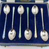 Beautiful Boxed Set of Six Coloured Enamel Tea Spoons