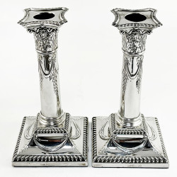 Pair of Classical Style Edwardian Sterling Silver Candlesticks (1903)