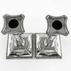 Pair of Classical Style Edwardian Sterling Silver Candlesticks