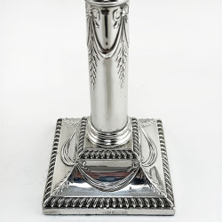 Pair of Classical Style Edwardian Sterling Silver Candlesticks