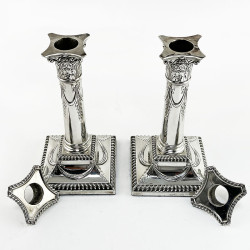 Pair of Classical Style Edwardian Sterling Silver Candlesticks