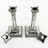 Pair of Classical Style Edwardian Sterling Silver Candlesticks