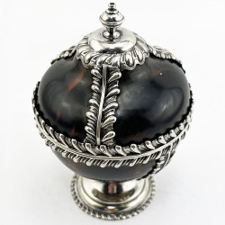 Rare Victorian Tortoiseshell and Sterling Silver Mounted String or Thread Holder