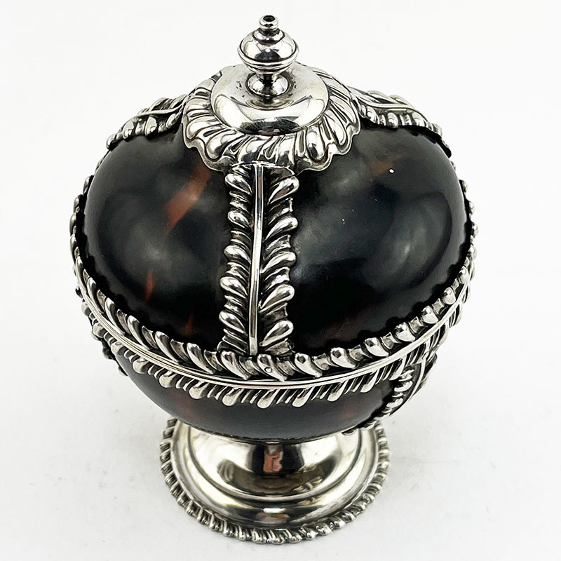 Rare Victorian Tortoiseshell and Sterling Silver Mounted String or Thread Holder
