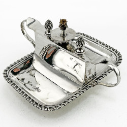 Edwardian 9 Troy Oz Sterling Silver Table Cigar Lighter (1905)