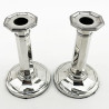 Smart Simple Looking Pair of Edwardian Sterling Silver Candlesticks (1906)