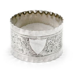 Six Antique Silver Plated Napkin Rings with a Shield Design