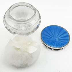 Large Guilloche Enamel and Sterling Silver Dressing Table Jar