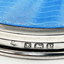 Large Guilloche Enamel and Sterling Silver Dressing Table Jar