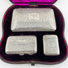 Unusual Sterling Silver Cased Set of Matching Smoker’s Cases