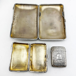 Unusual Sterling Silver Cased Set of Matching Smoker’s Cases