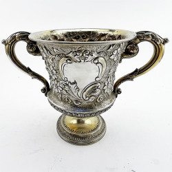 George III Sterling Silver and Gilt Two Handled Campana Shaped Cup
