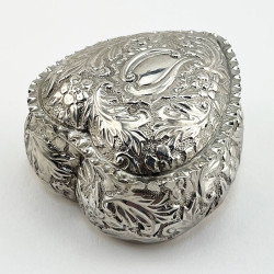 Heart Shaped Sterling Silver Trinket or Jewellery Box