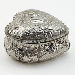 Heart Shaped Sterling Silver Trinket or Jewellery Box