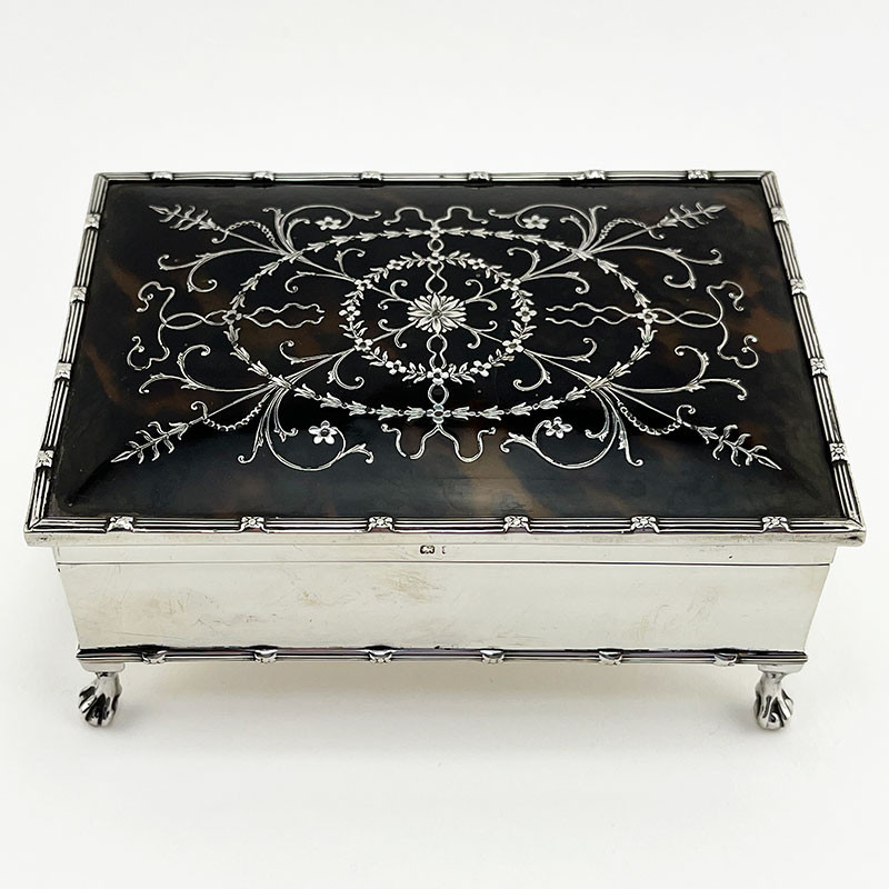 Edwardian Sterling Silver and Tortoiseshell Jewellery or Trinket Box (1909)