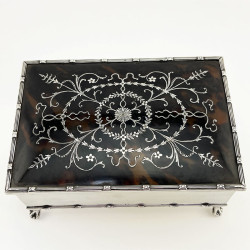 Edwardian Sterling Silver and Tortoiseshell Jewellery or Trinket Box