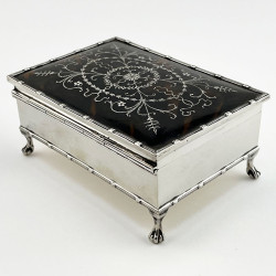 Edwardian Sterling Silver and Tortoiseshell Jewellery or Trinket Box