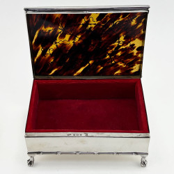 Edwardian Sterling Silver and Tortoiseshell Jewellery or Trinket Box