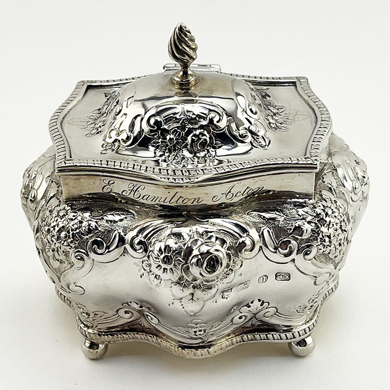 Late Victorian Sterling Silver Tea Caddy or Trinket Box (1894)