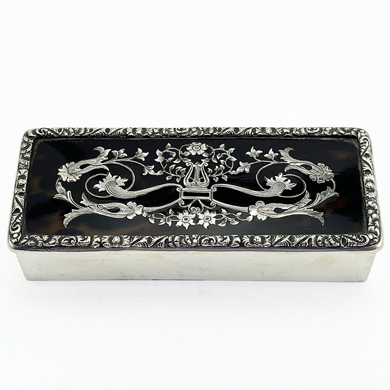 Pretty Sterling Silver and Tortoiseshell Jewellery or Trinket Box (1914)