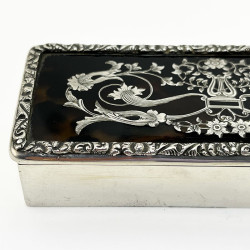 Pretty Sterling Silver and Tortoiseshell Jewellery or Trinket Box