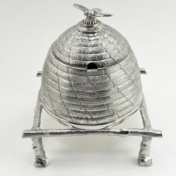 Unusual Victorian Silver Plated Beehive Honey Pot (c.1885)