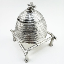 Unusual Victorian Silver Plated Beehive Honey Pot