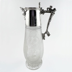 Superb Quality Victorian Engraved Glass Claret Jug (c.1890)