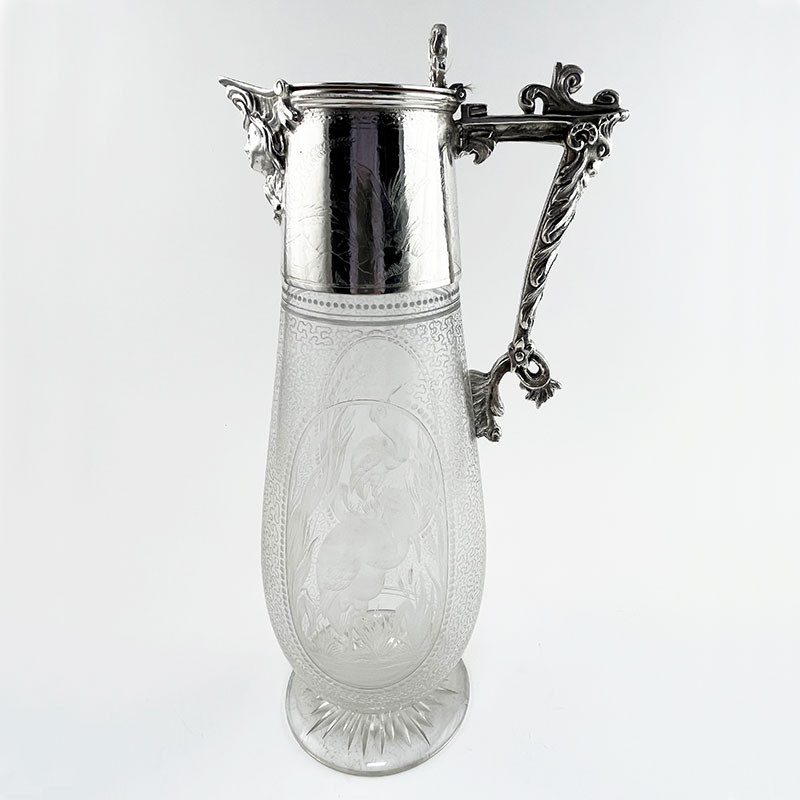 Superb Quality Victorian Engraved Glass Claret Jug (c.1890)