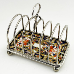 Unusual Late Victorian Davenport China Silver Plated Toast Rack (c.1900)